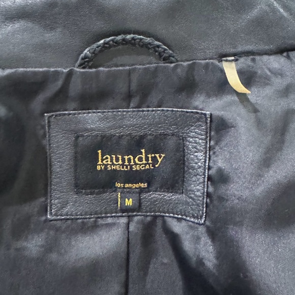 Laundry By Shelli Segal Black Zip Front Leather Trench Coat Jacket Size M - Picture 9 of 11